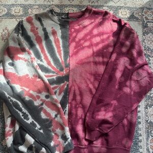 Burgundy and grey tie-dye sweatshirt